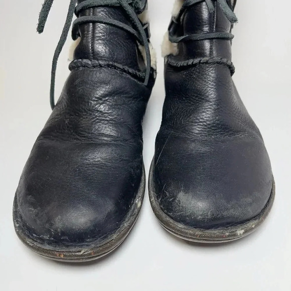 UGG  Black Caspia Lace Up Leather Boots - Picture 5 of 11